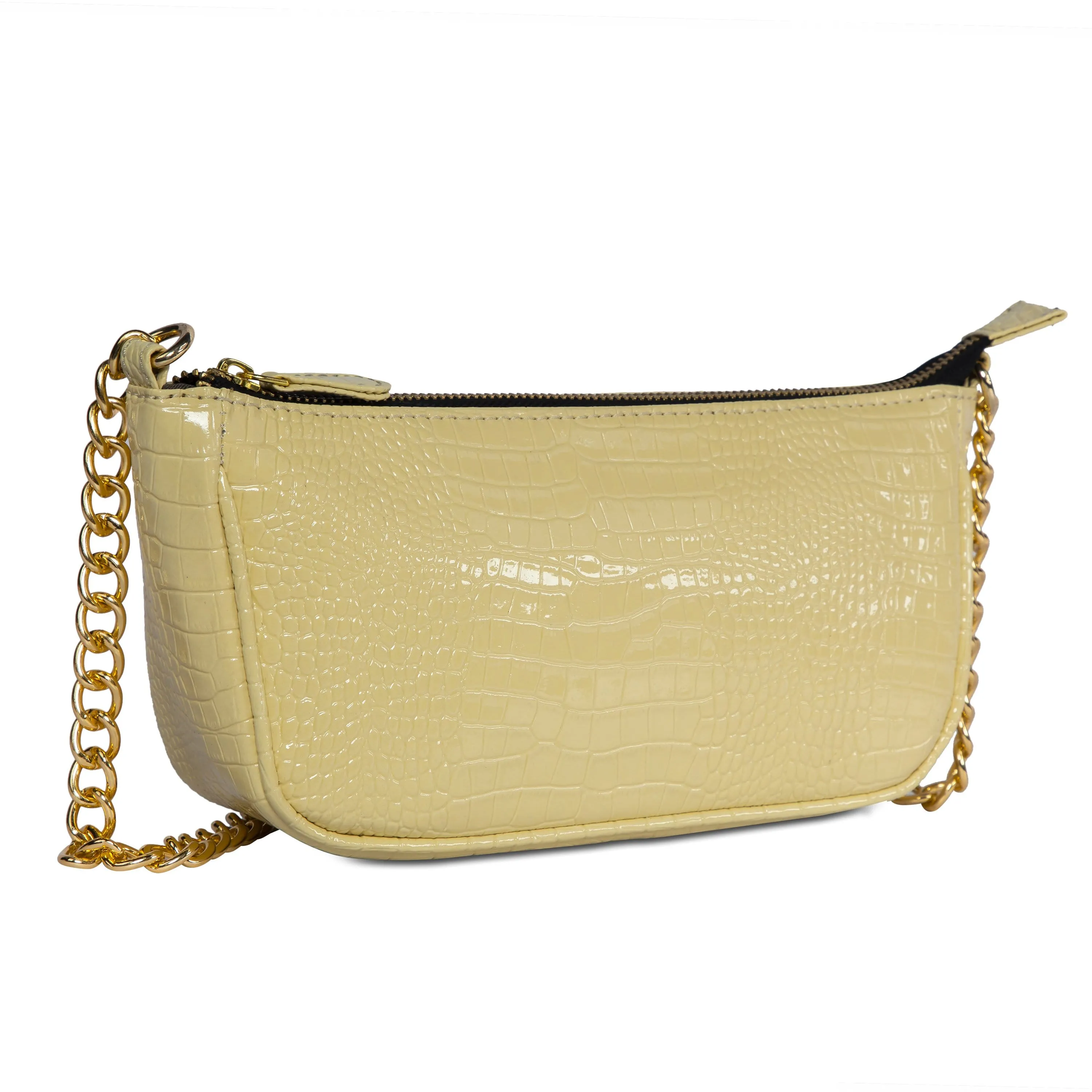 Croc Embossed Baguette Bag
