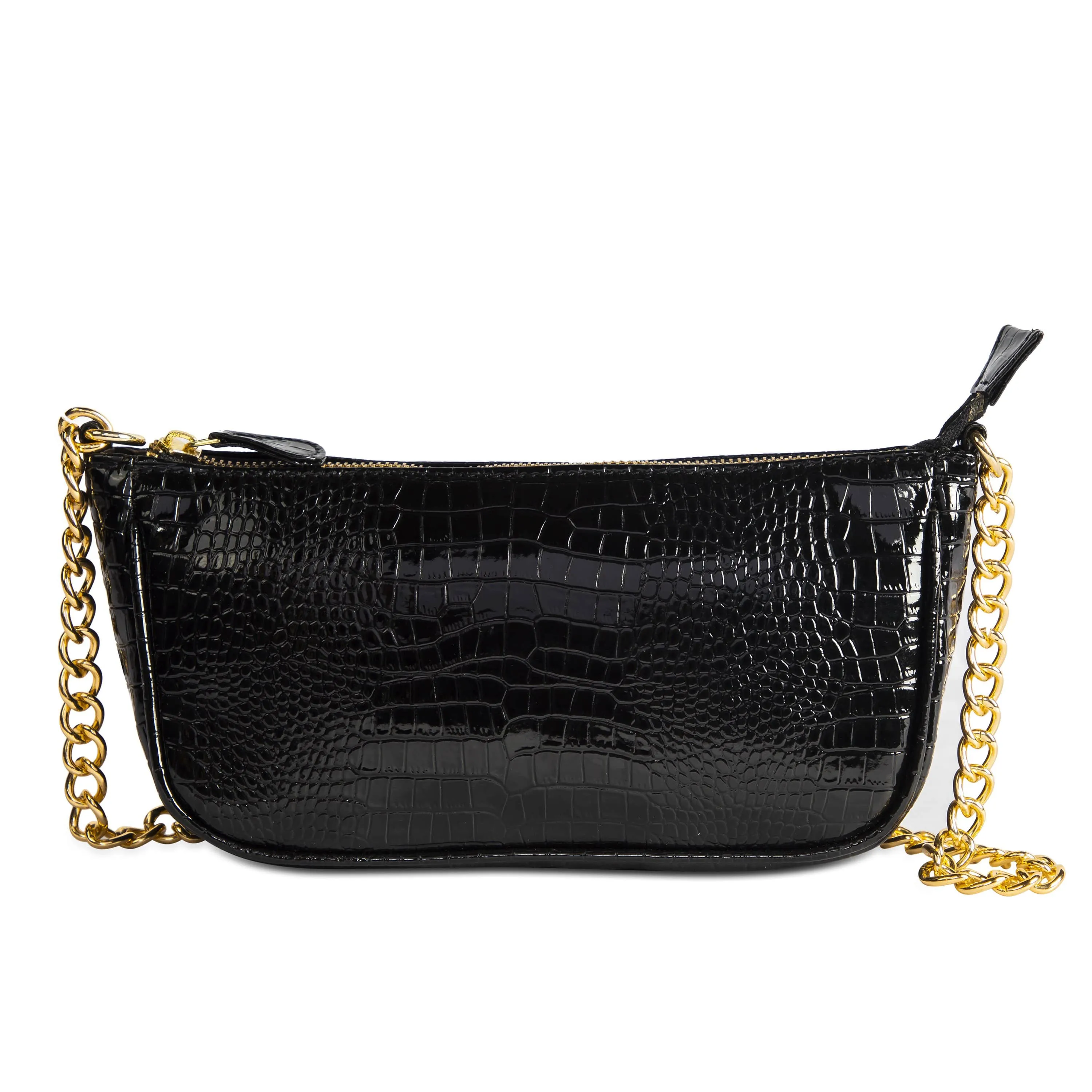 Croc Embossed Baguette Bag