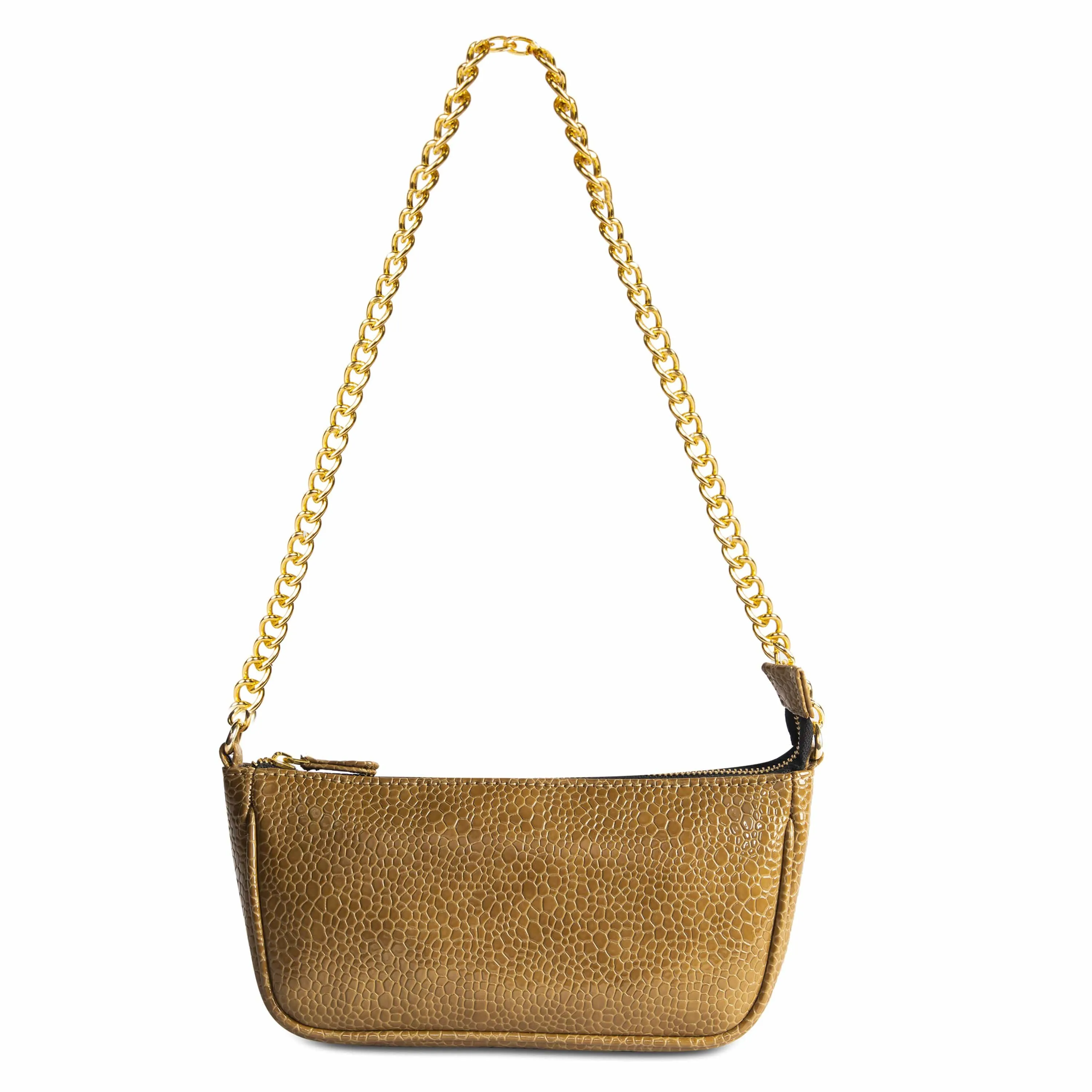 Croc Embossed Baguette Bag