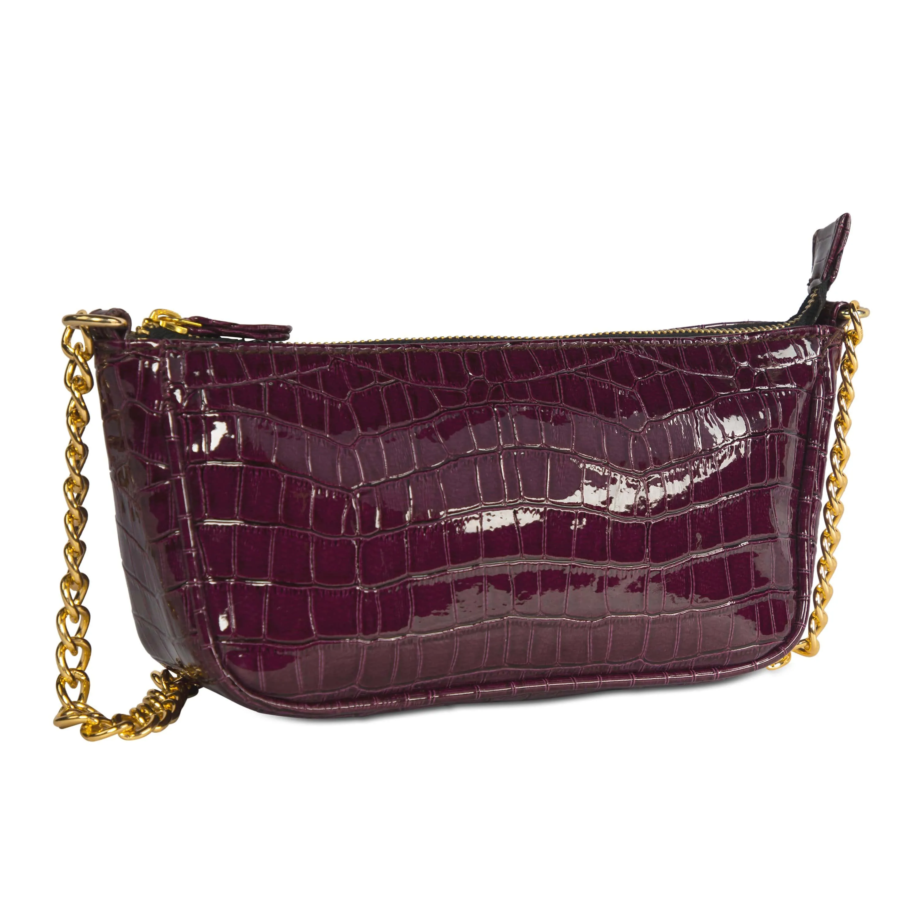 Croc Embossed Baguette Bag