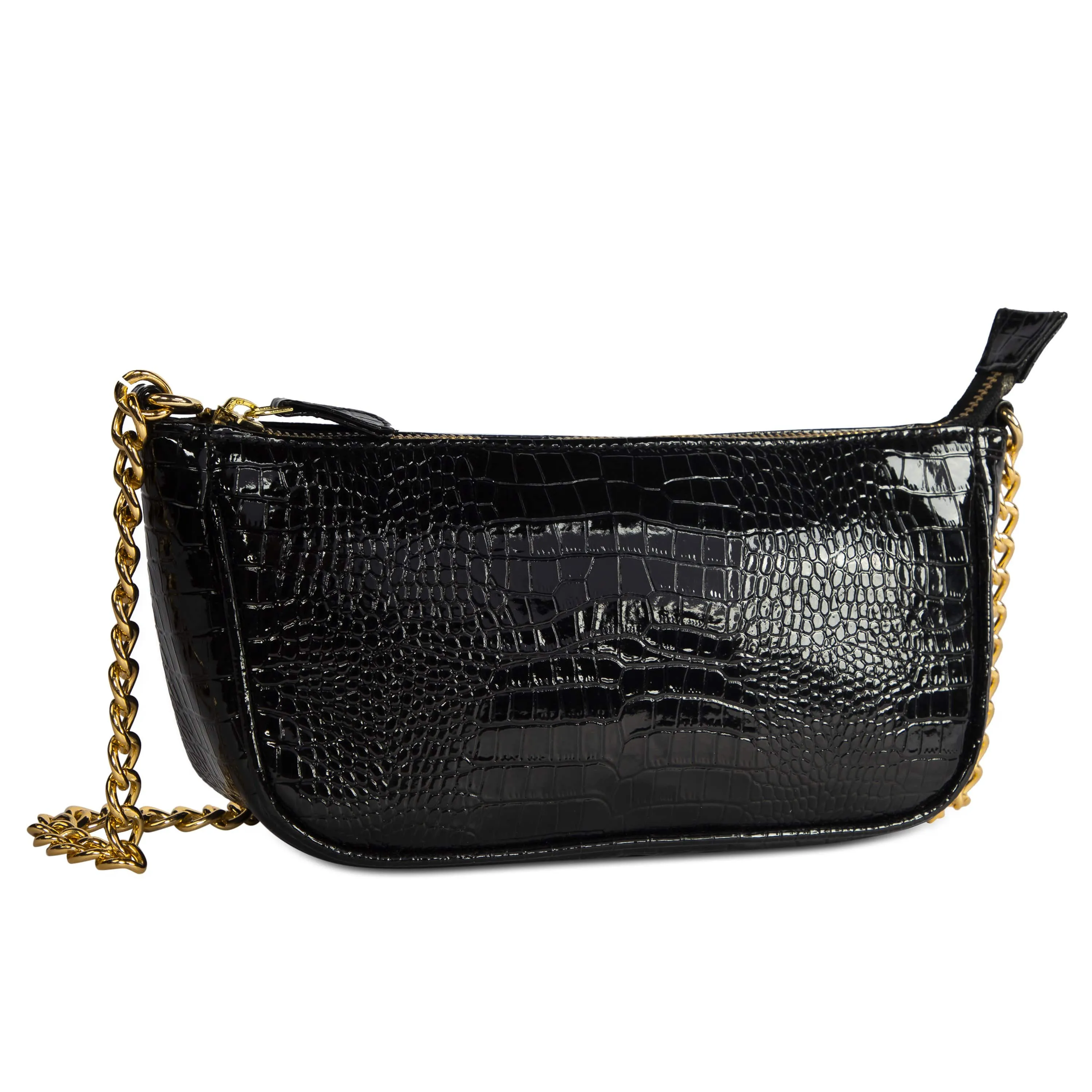 Croc Embossed Baguette Bag