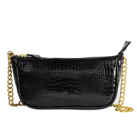Croc Embossed Baguette Bag
