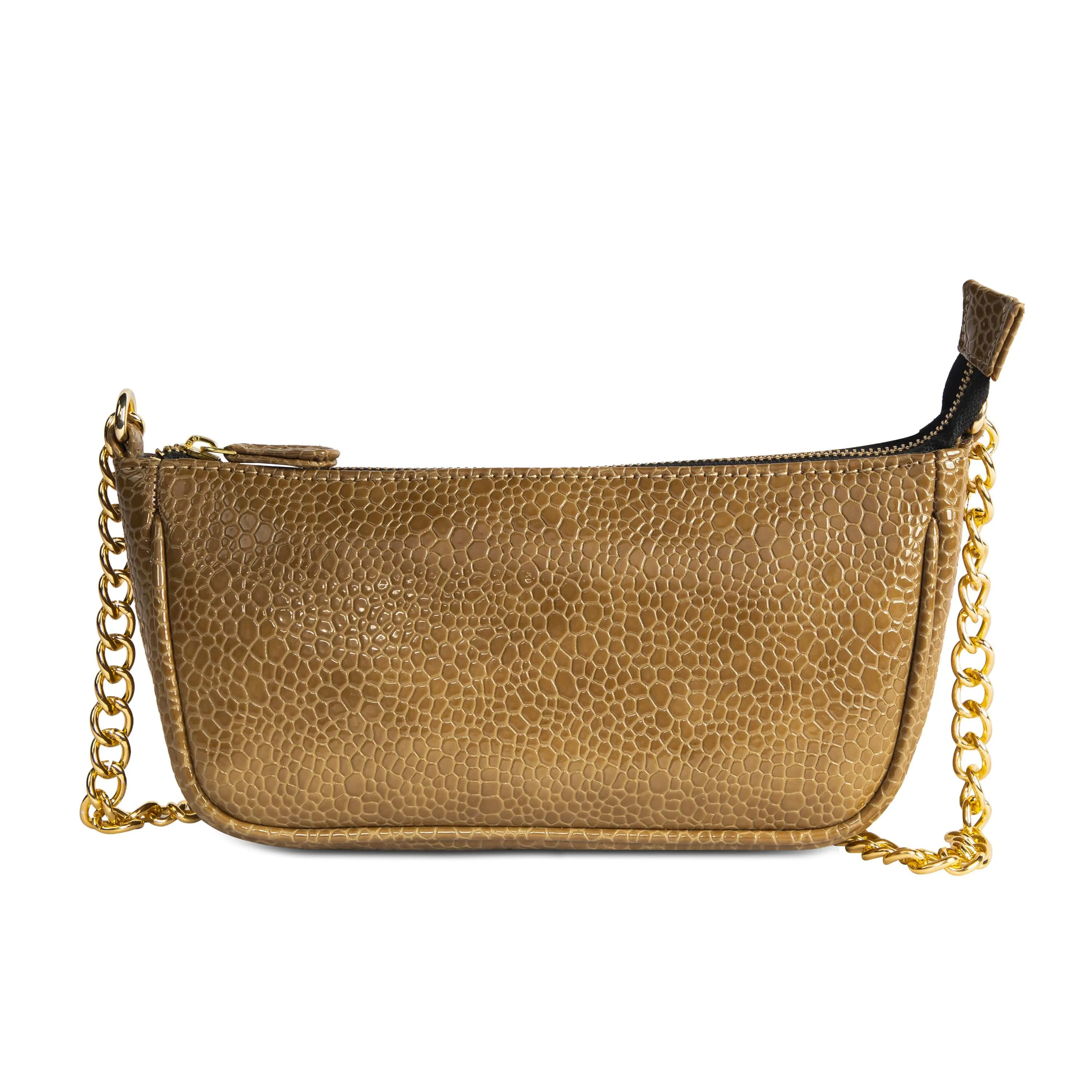 Croc Embossed Baguette Bag