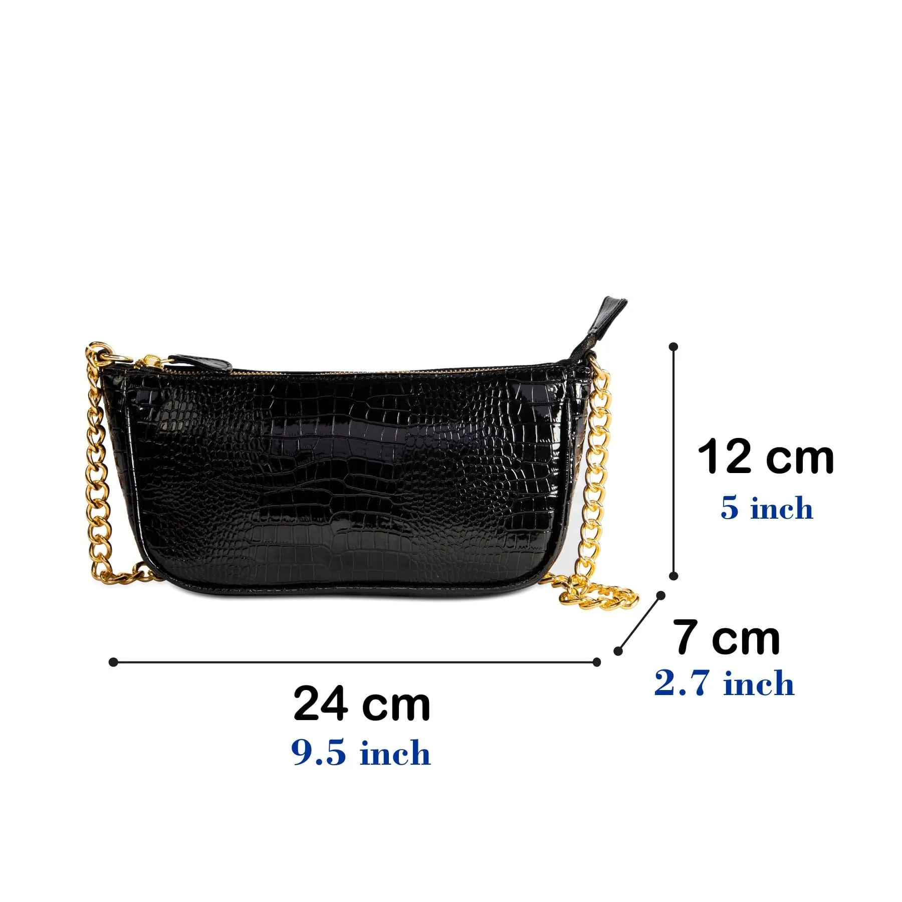 Croc Embossed Baguette Bag
