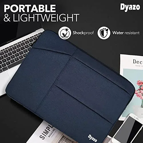 Dyazo 15-15.6 inch Laptop Sleeve, Laptop Protective case Cover Carrying Bag Compatible for Dell,Samsung, Razer, HP,Asus, Acer,Msi Lenovo (Blue) (Three Pocket 15.6 (Blue))