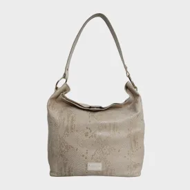 'Esme' Cream Python Snake Real Leather Slouchy Hobo Bag