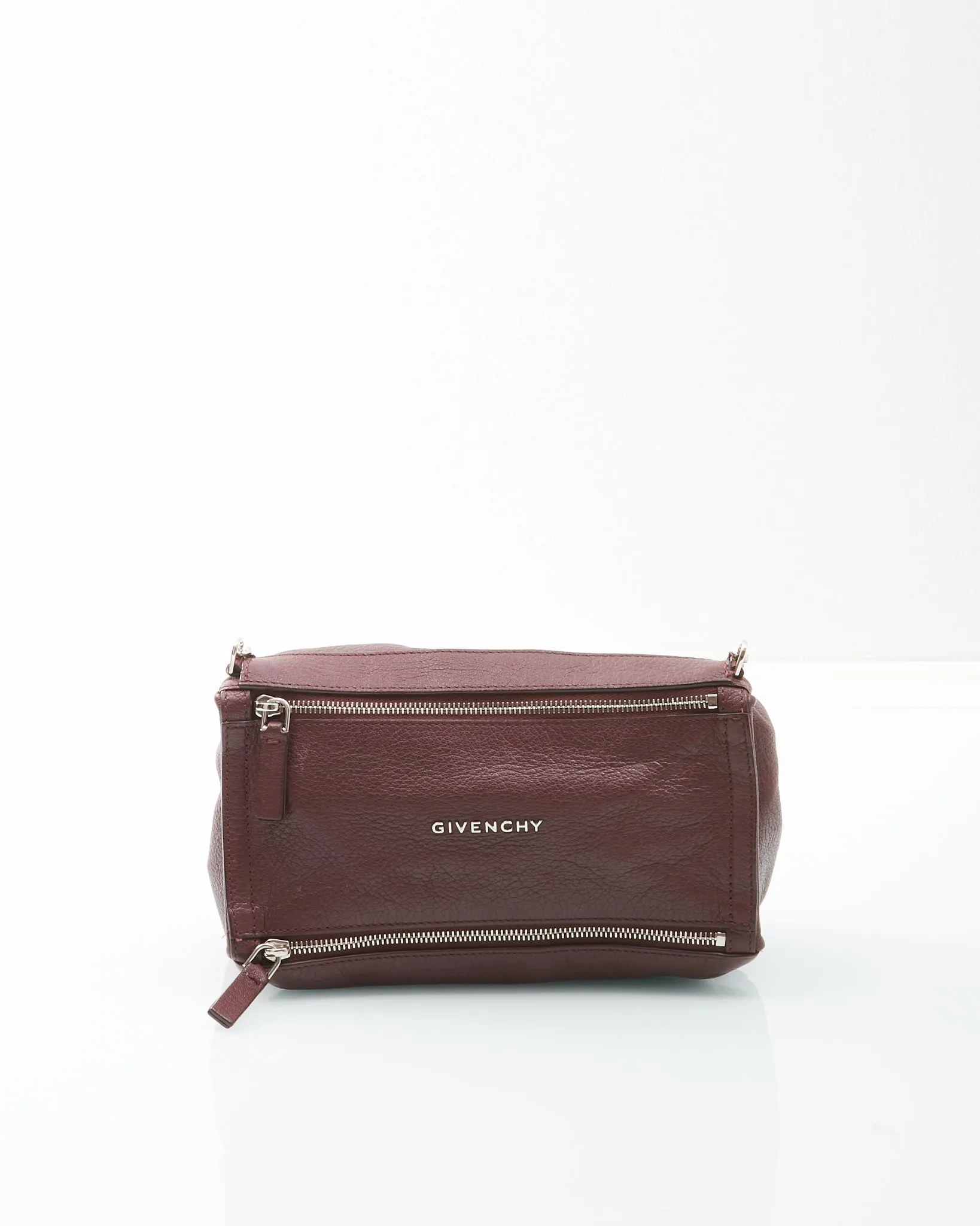 Givenchy Bordeaux Leather Mini Pandora Chain Crossbody Bag