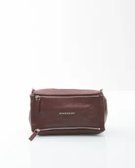 Givenchy Bordeaux Leather Mini Pandora Chain Crossbody Bag