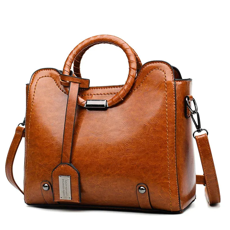 High-quality Faux Leather Vintage Style Satchel Bag