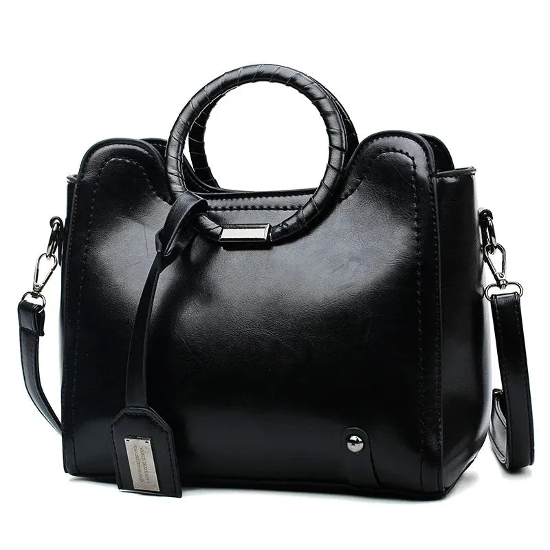 High-quality Faux Leather Vintage Style Satchel Bag