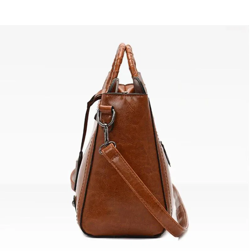 High-quality Faux Leather Vintage Style Satchel Bag