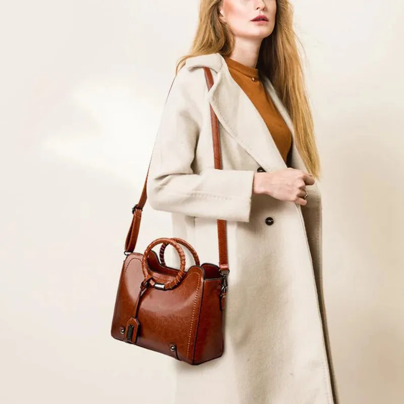 High-quality Faux Leather Vintage Style Satchel Bag