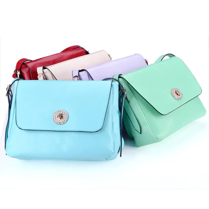 Korea Women's Sweet Style Candy Color Diamond Single Shoulder Bag Message Bag