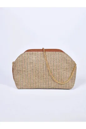 Line Pattern Chain Strap Shoulder Bag