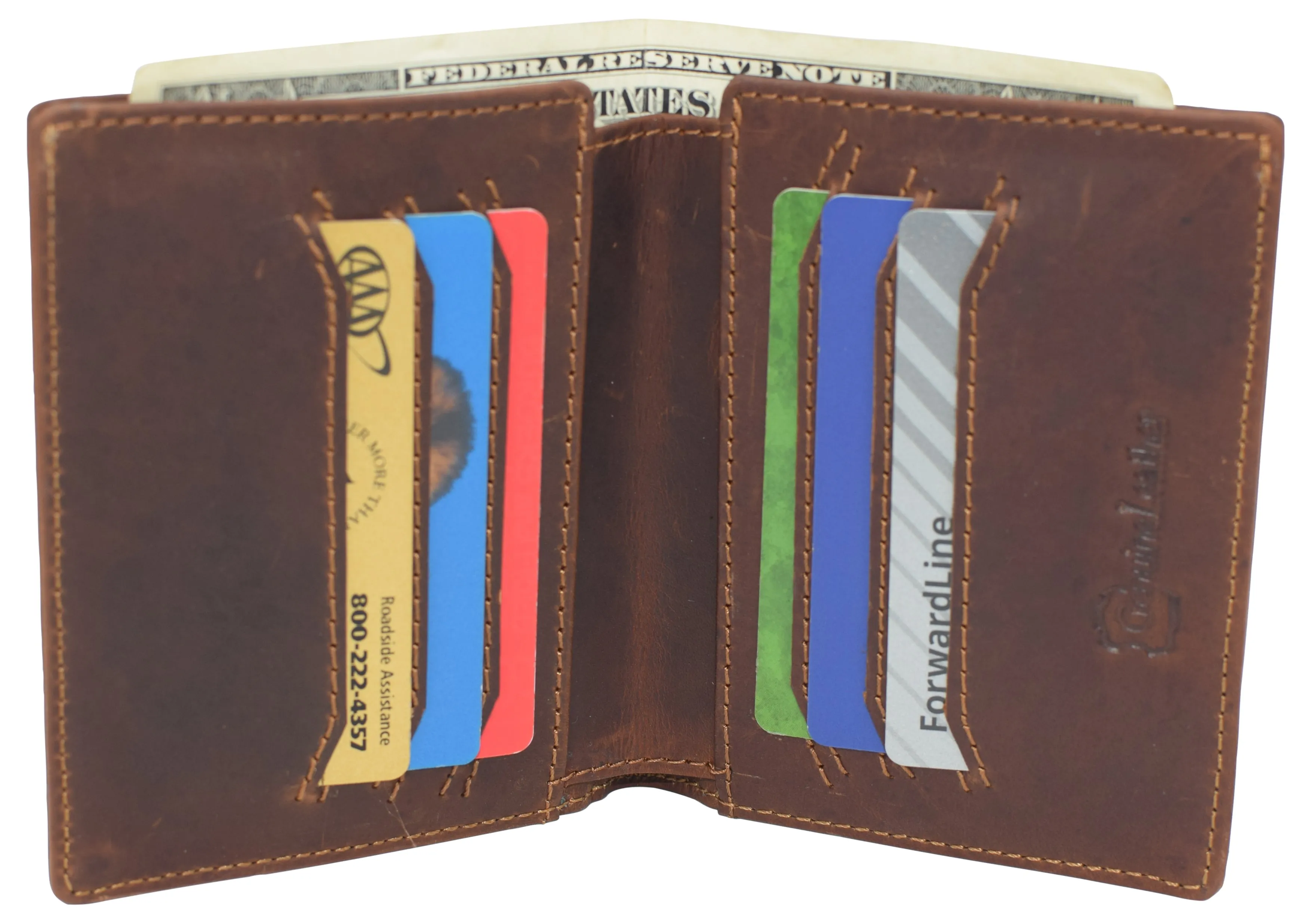Mens Slim Bifold Vintage Leather Wallet RFID Blocking Vertical Credit Card Slots Holder Wallets for Men