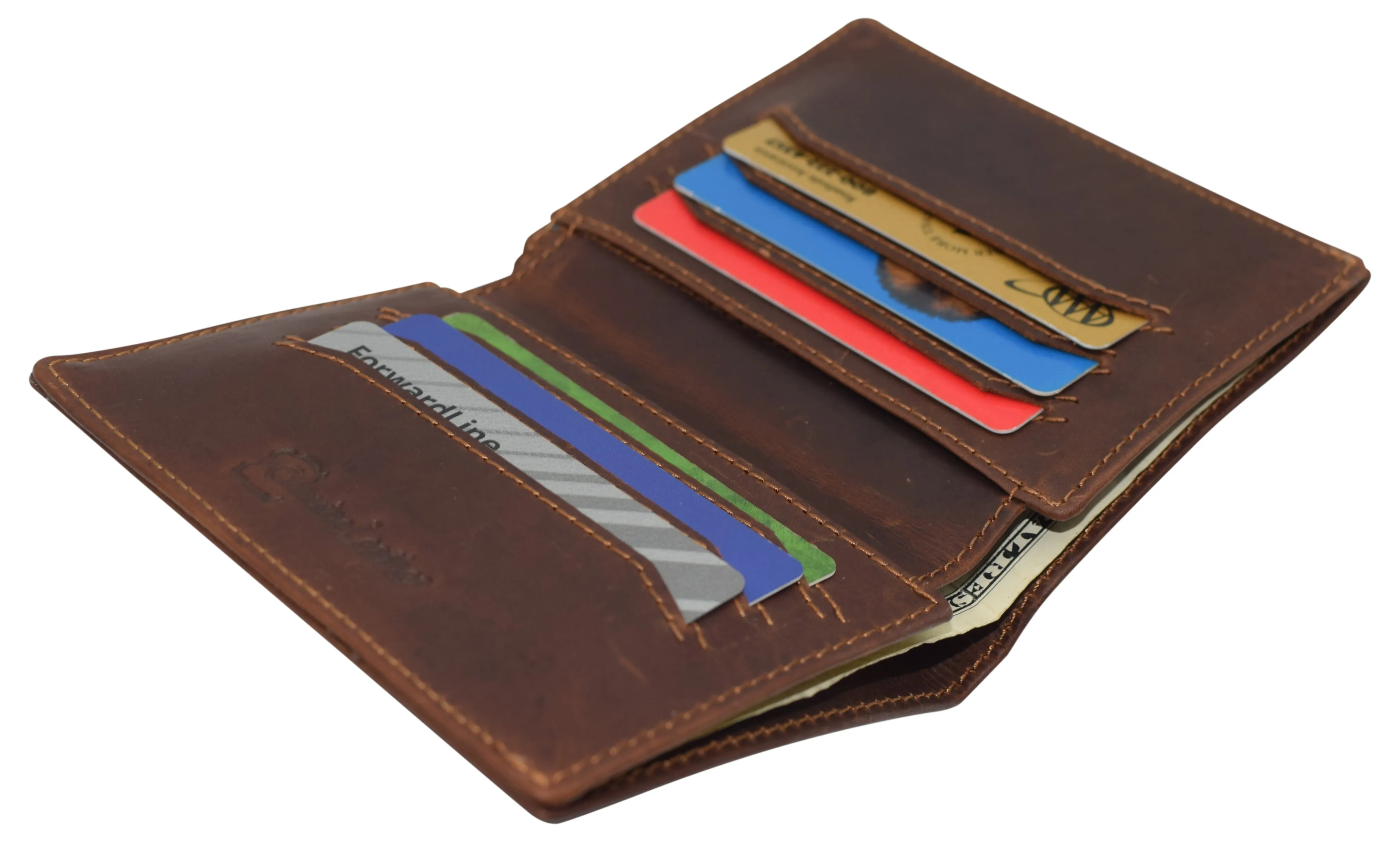 Mens Slim Bifold Vintage Leather Wallet RFID Blocking Vertical Credit Card Slots Holder Wallets for Men