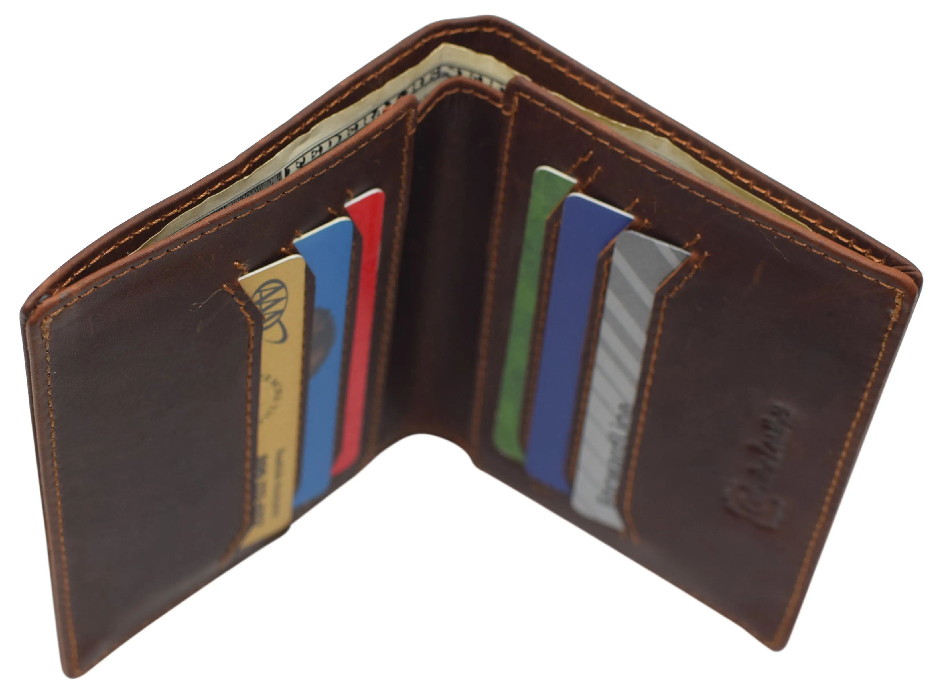 Mens Slim Bifold Vintage Leather Wallet RFID Blocking Vertical Credit Card Slots Holder Wallets for Men
