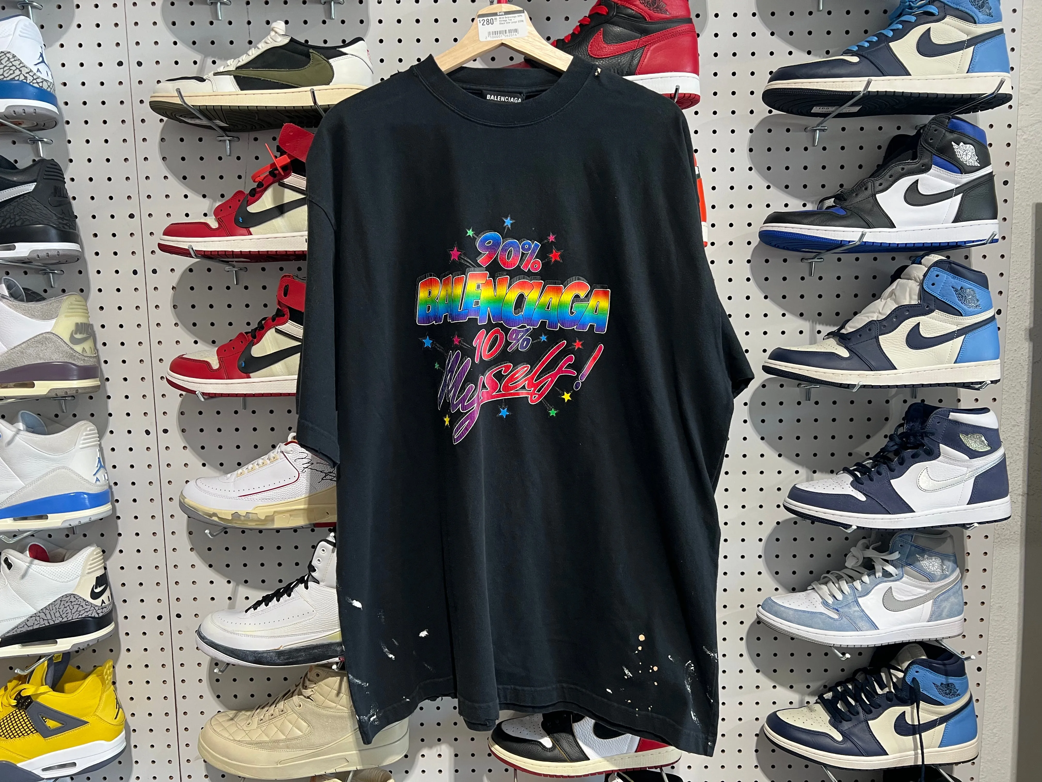 NEW Balenciaga 90% Vintage Tee - Black Size Large
