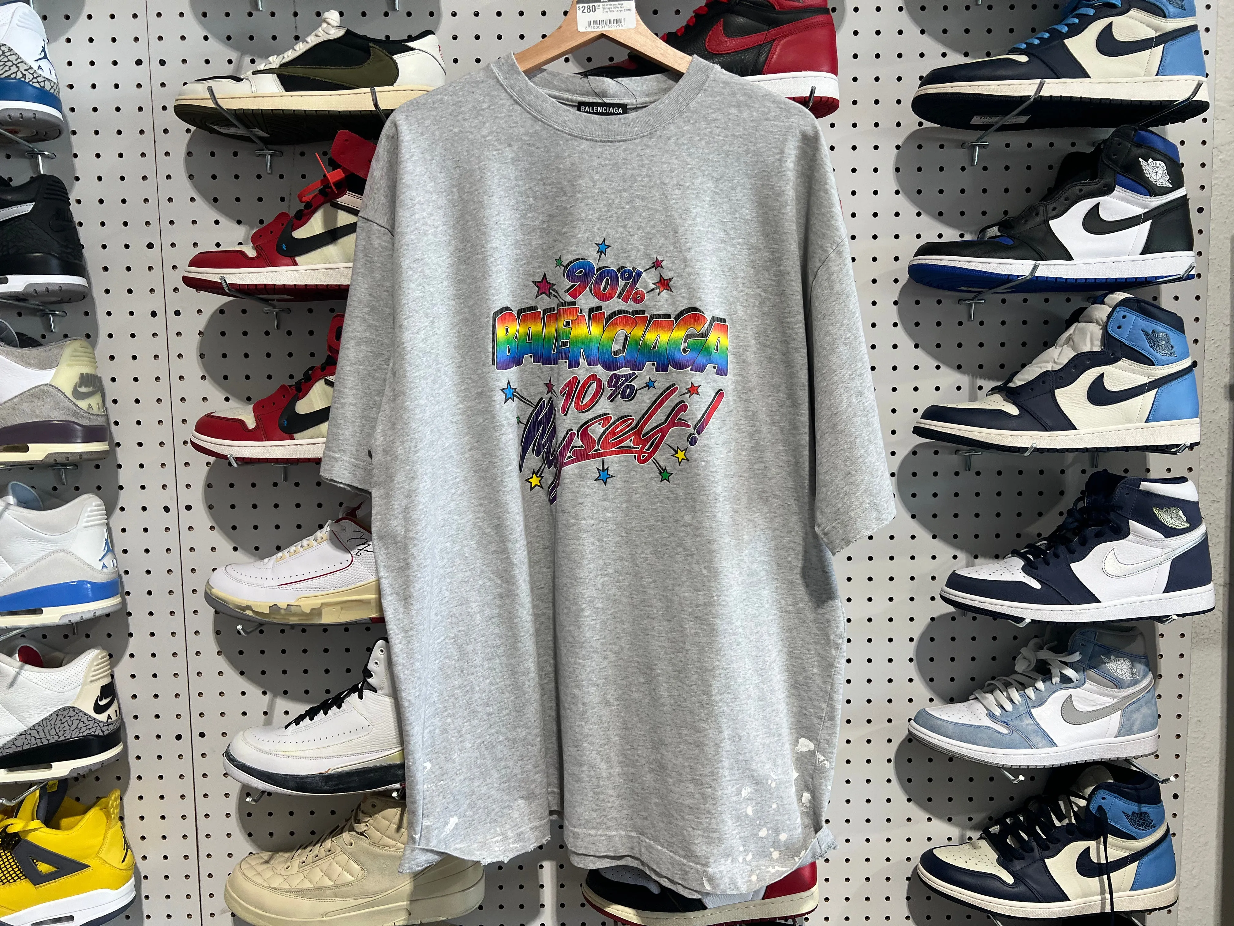 NEW Balenciaga Vintage 90% tee - Grey  Size Large