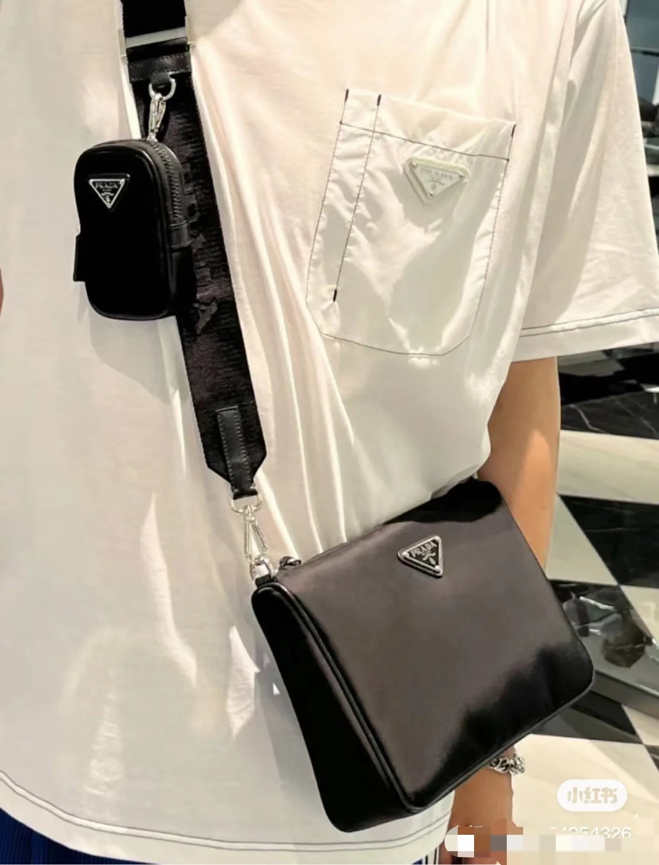 P Re Nylon Shoulder Bag
