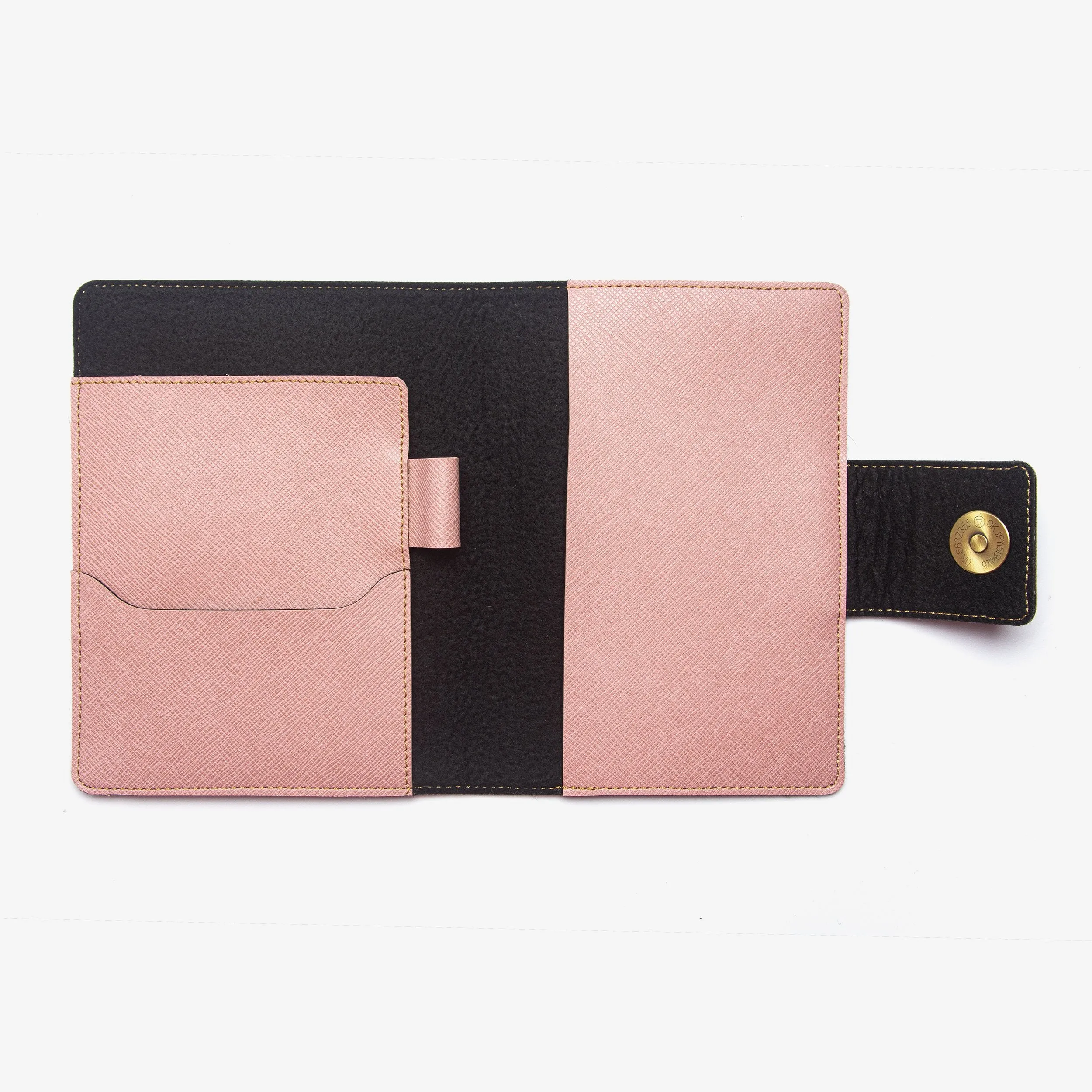 Passport cover with button - Salmon Pink