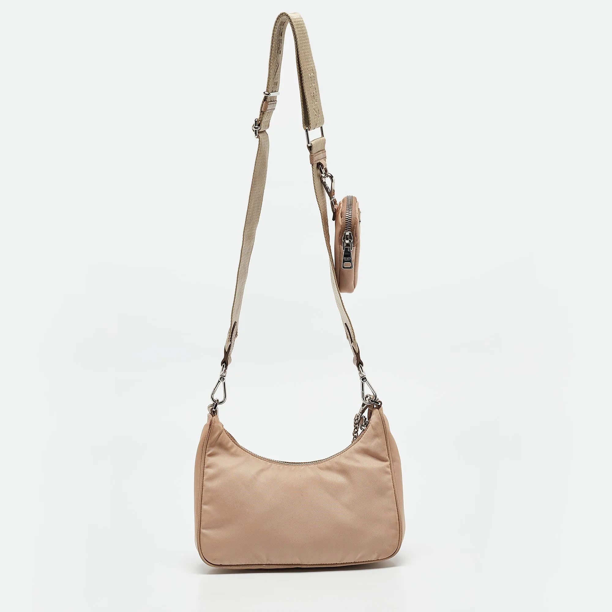 Prada Beige Nylon Re-Edition 2005 Baguette Bag