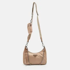 Prada Beige Nylon Re-Edition 2005 Baguette Bag