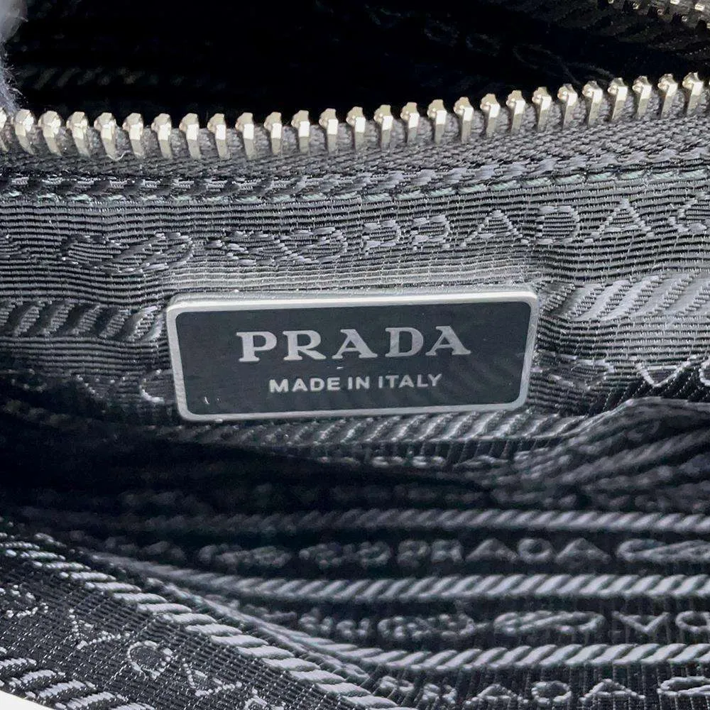PRADA Handbag 1995 Re Edition White 1BA350 BrushedLeather Size Medium
