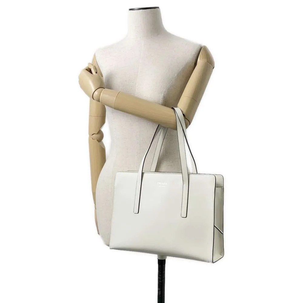 PRADA Handbag 1995 Re Edition White 1BA350 BrushedLeather Size Medium