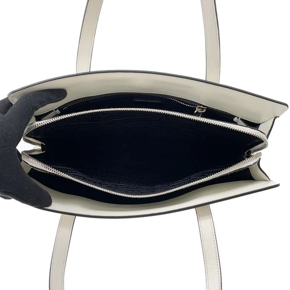 PRADA Handbag 1995 Re Edition White 1BA350 BrushedLeather Size Medium