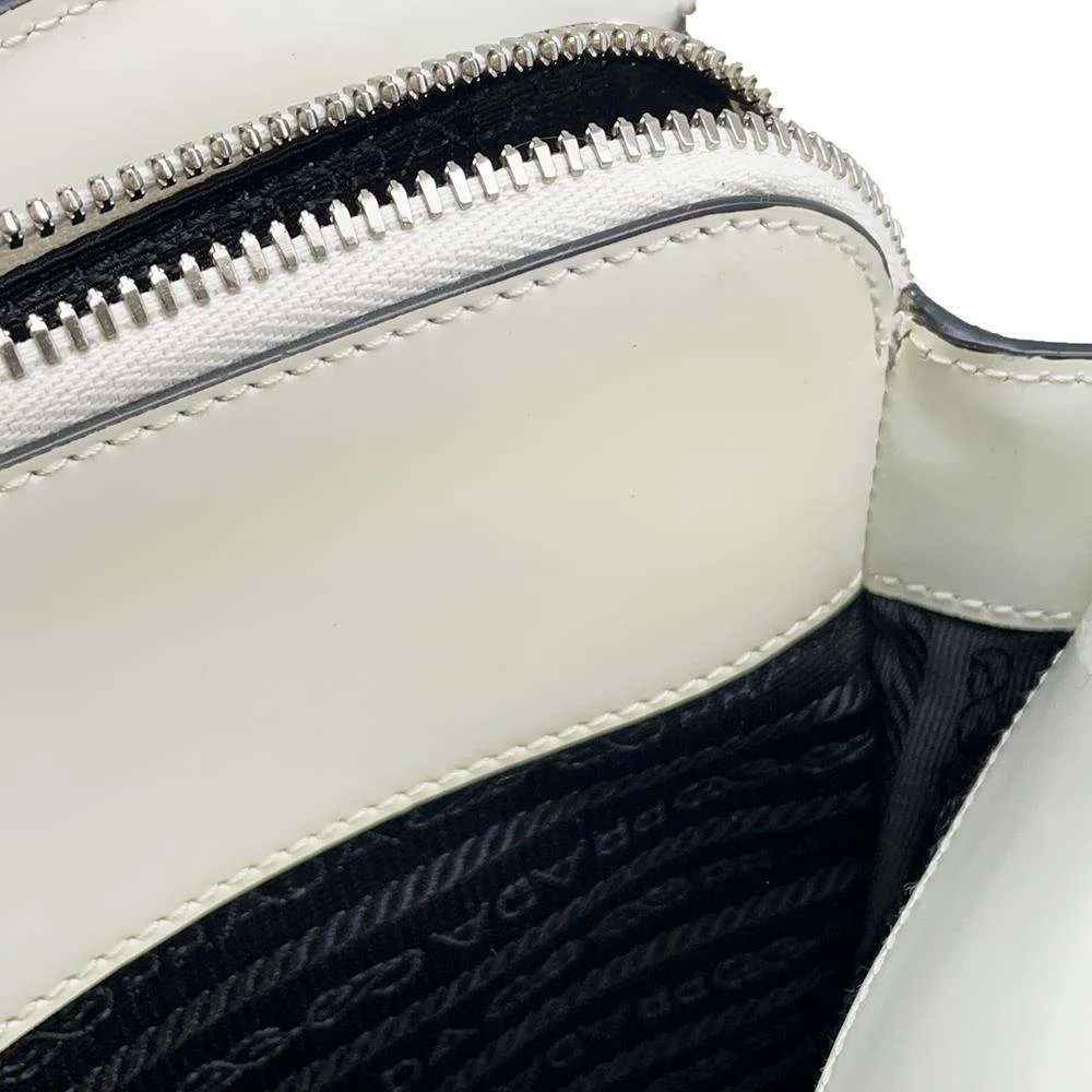 PRADA Handbag 1995 Re Edition White 1BA350 BrushedLeather Size Medium
