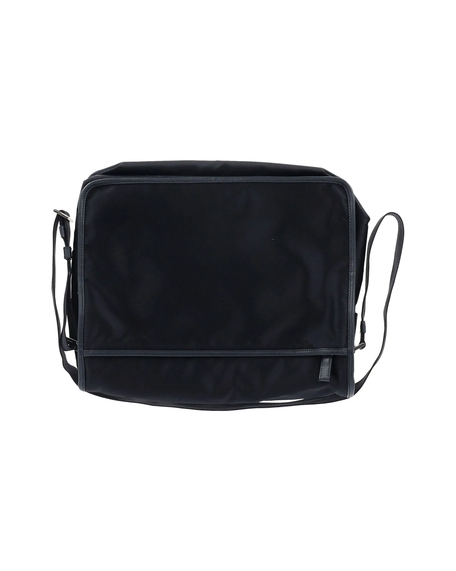 Prada Tessuto Saffiano Logo Messenger Bag in Black Nylon
