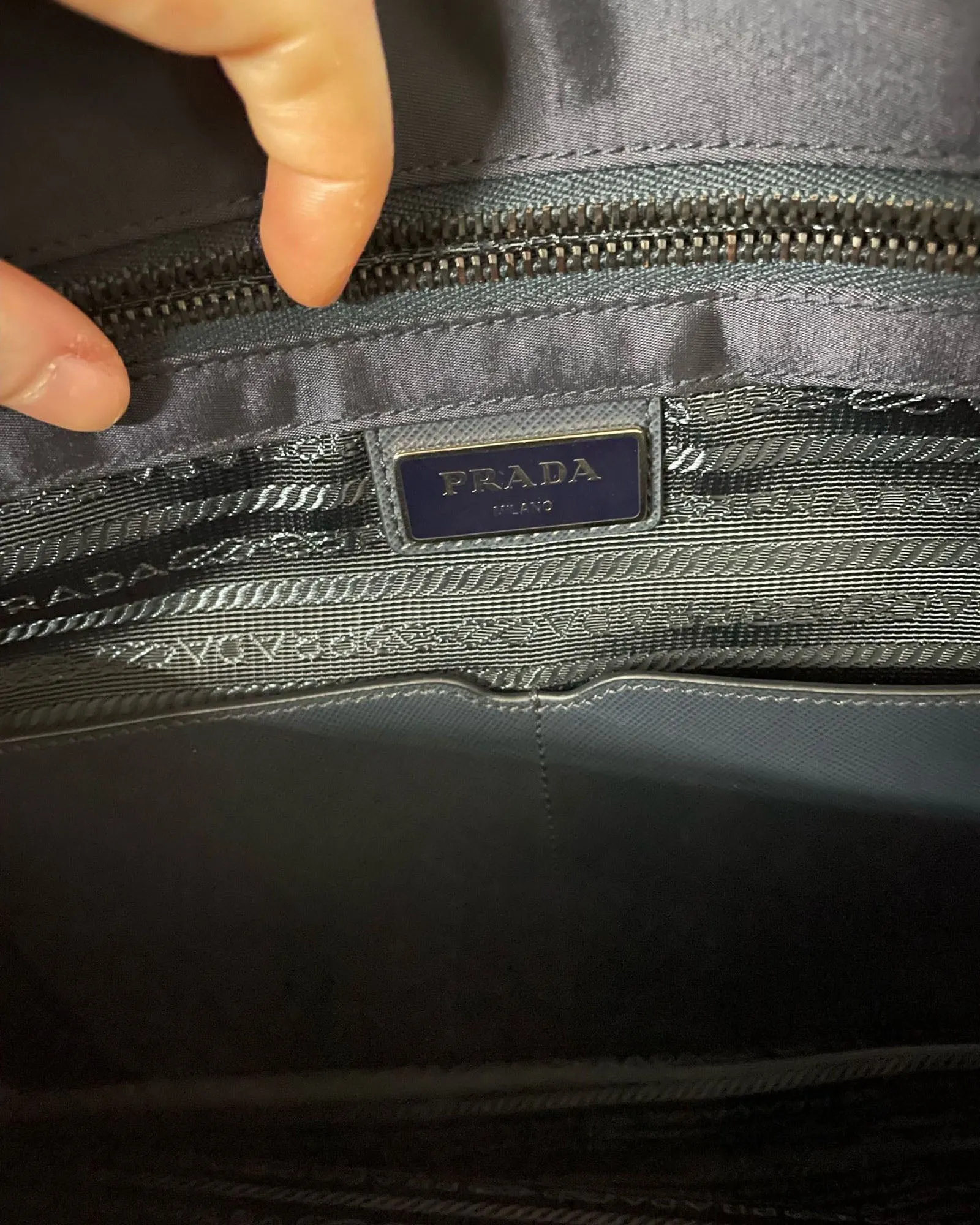 Prada Tessuto Saffiano Logo Messenger Bag in Black Nylon