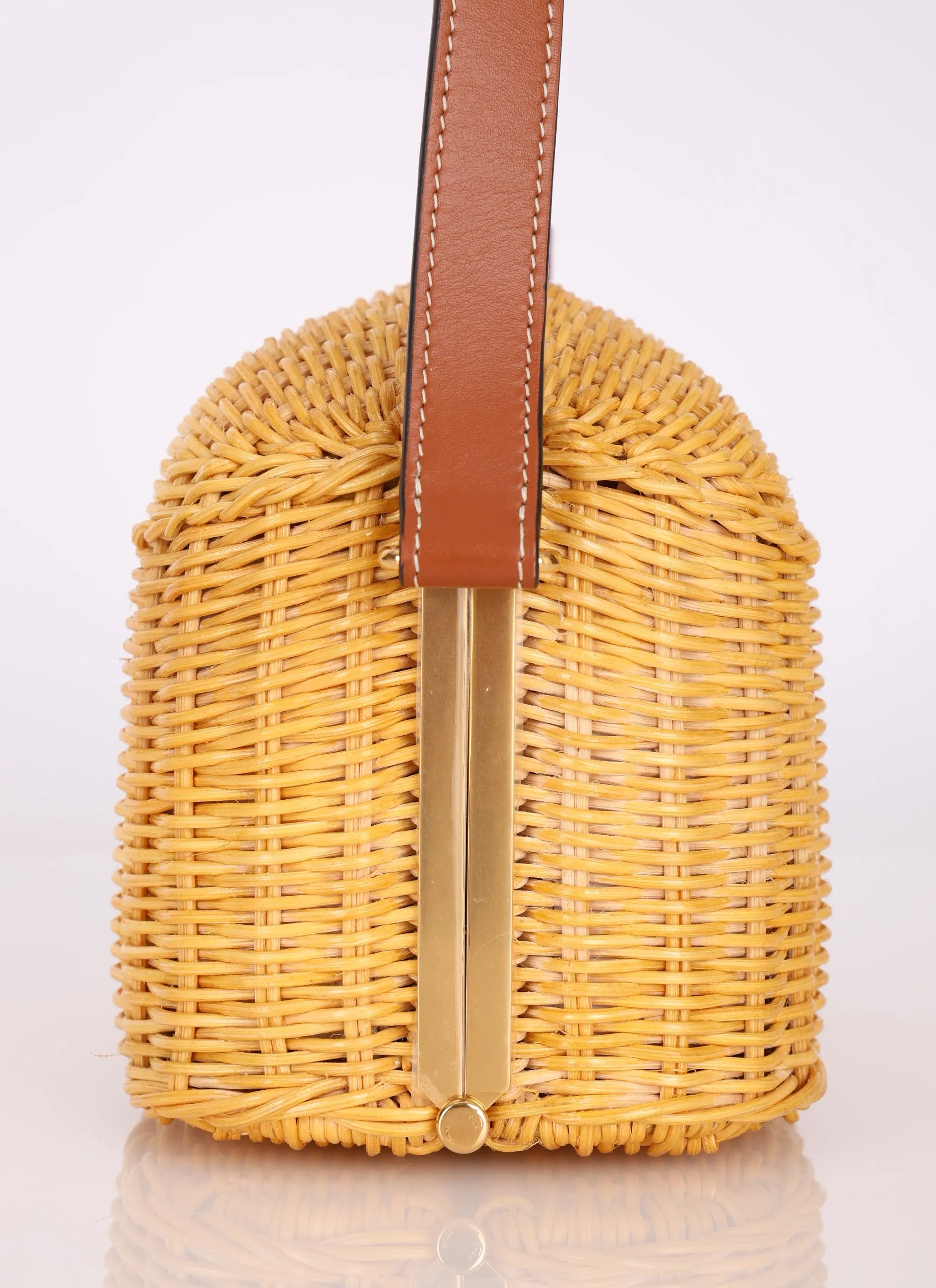 Rare Celine S/S21 Rattan Triomphe Lunchbox Shoulder Bag