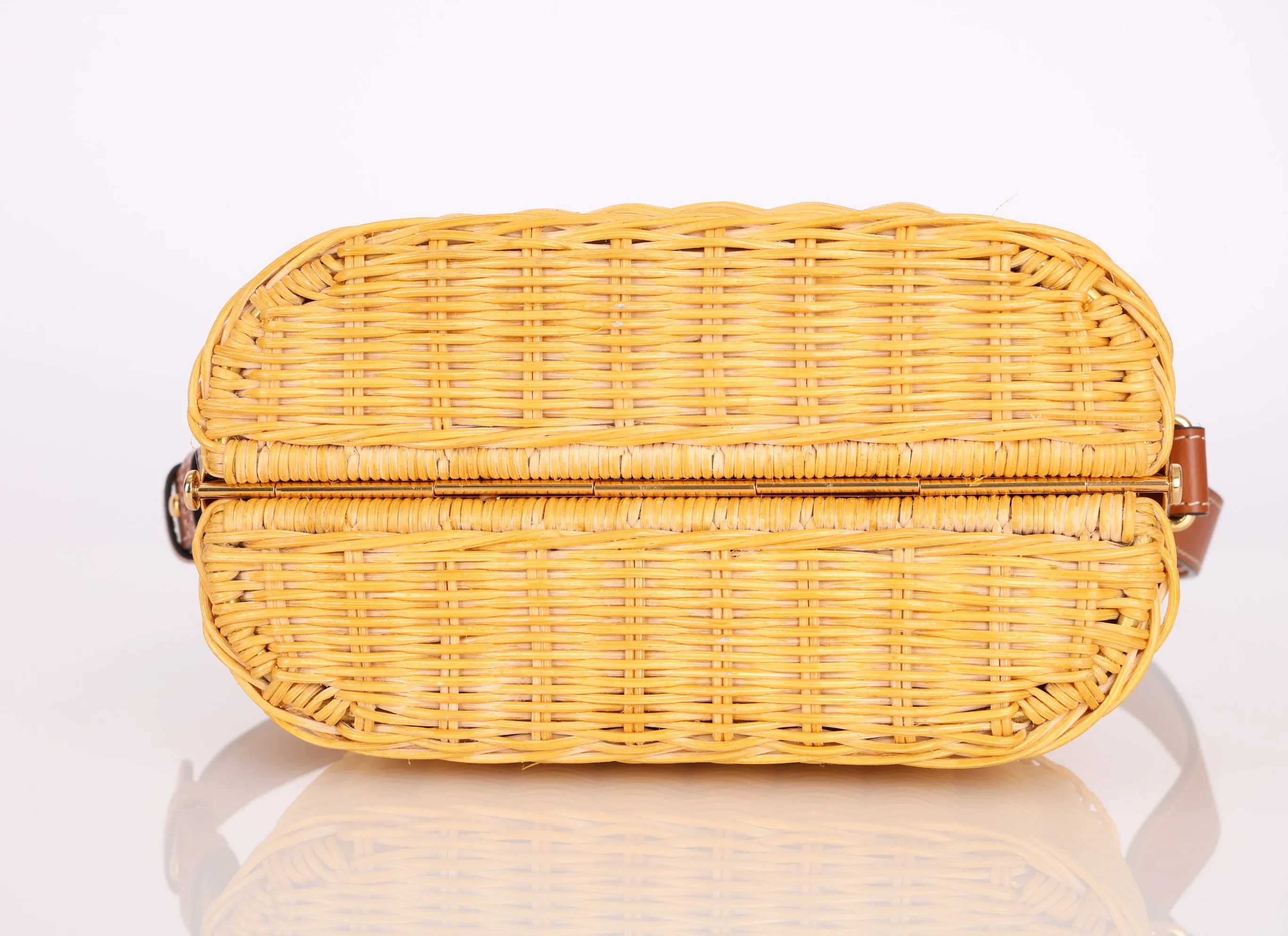 Rare Celine S/S21 Rattan Triomphe Lunchbox Shoulder Bag