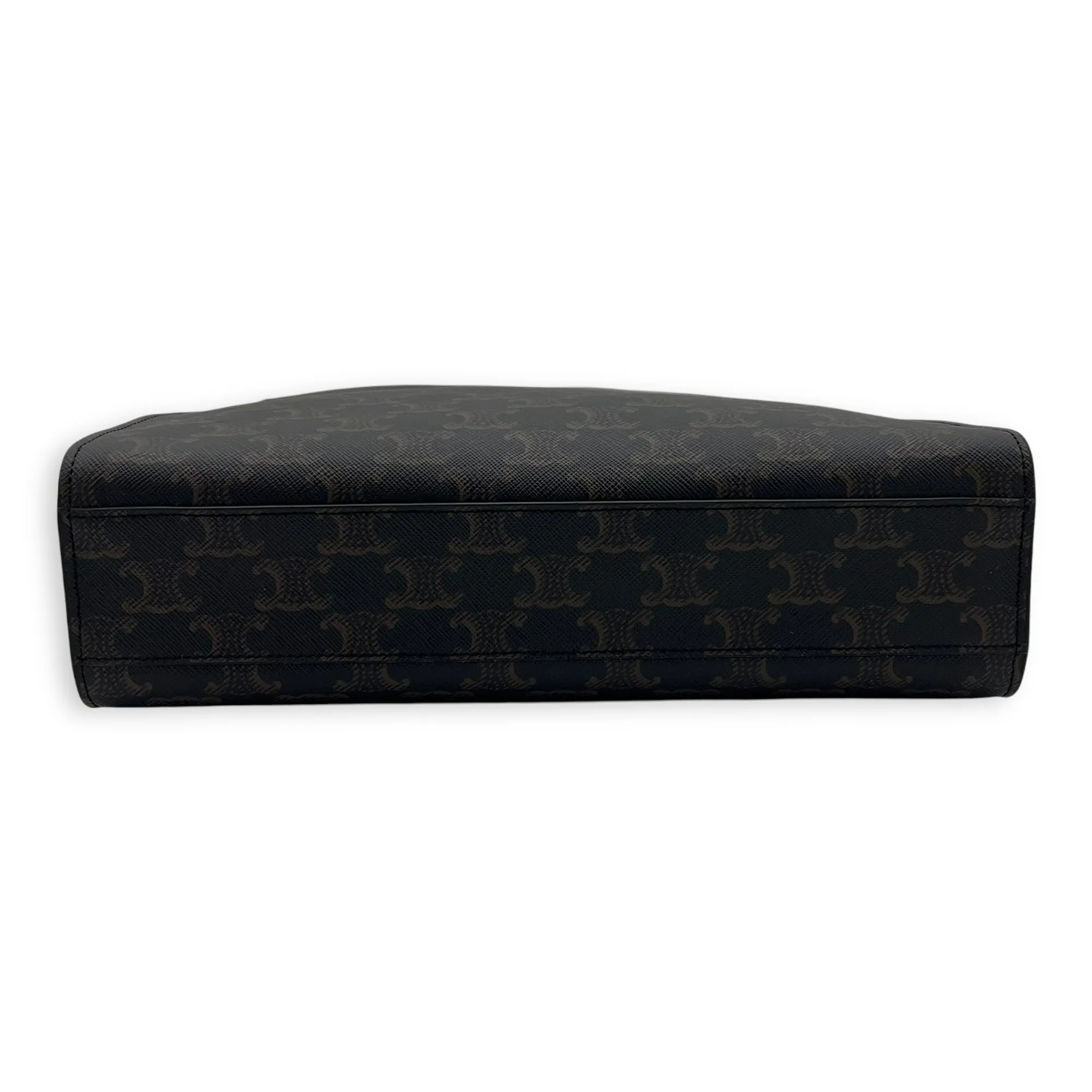 Triomphe Top Handle Bag Vertical Brown in Coated Canvas, Gold hardware
