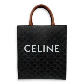 Triomphe Top Handle Bag Vertical Brown in Coated Canvas, Gold hardware