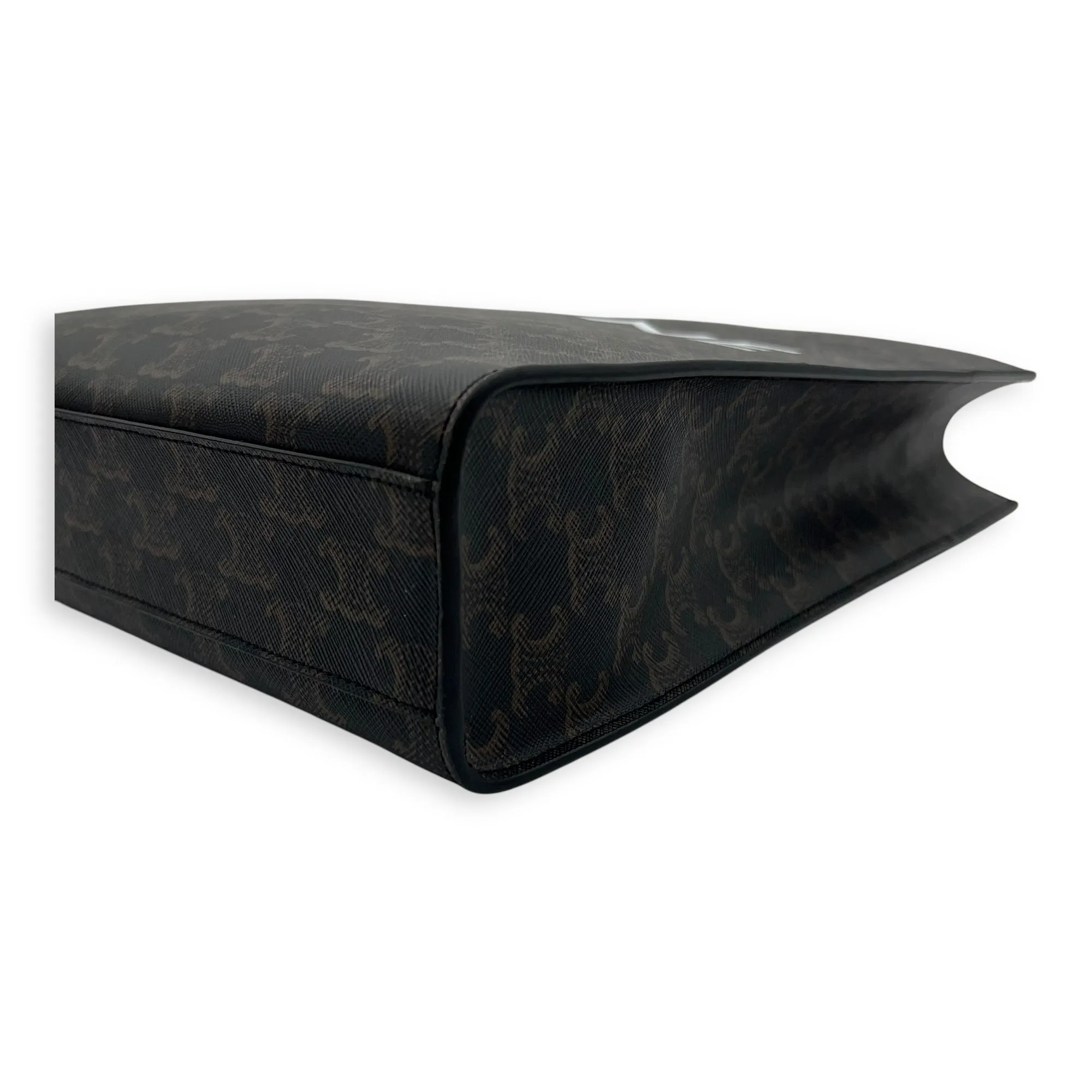 Triomphe Top Handle Bag Vertical Brown in Coated Canvas, Gold hardware