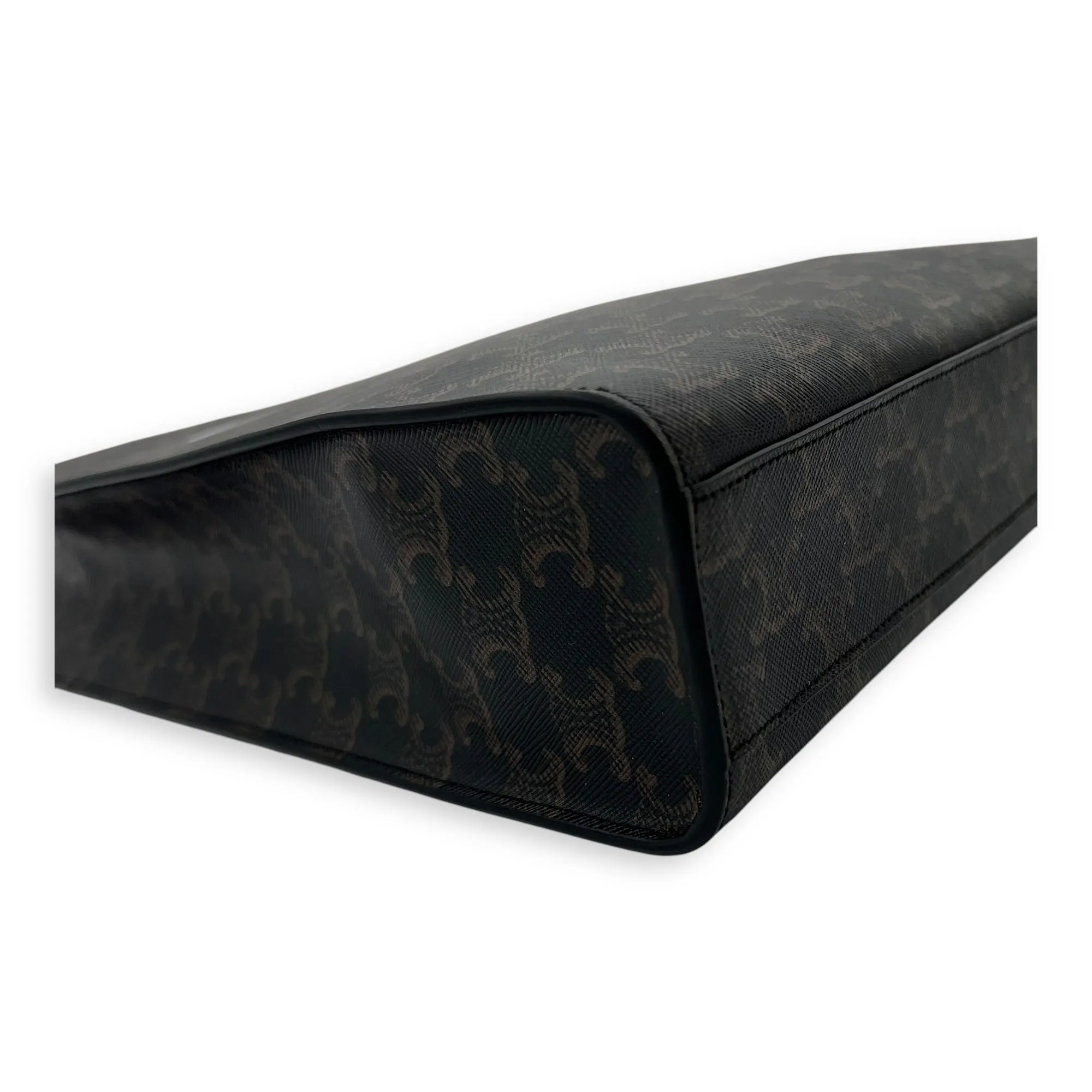 Triomphe Top Handle Bag Vertical Brown in Coated Canvas, Gold hardware