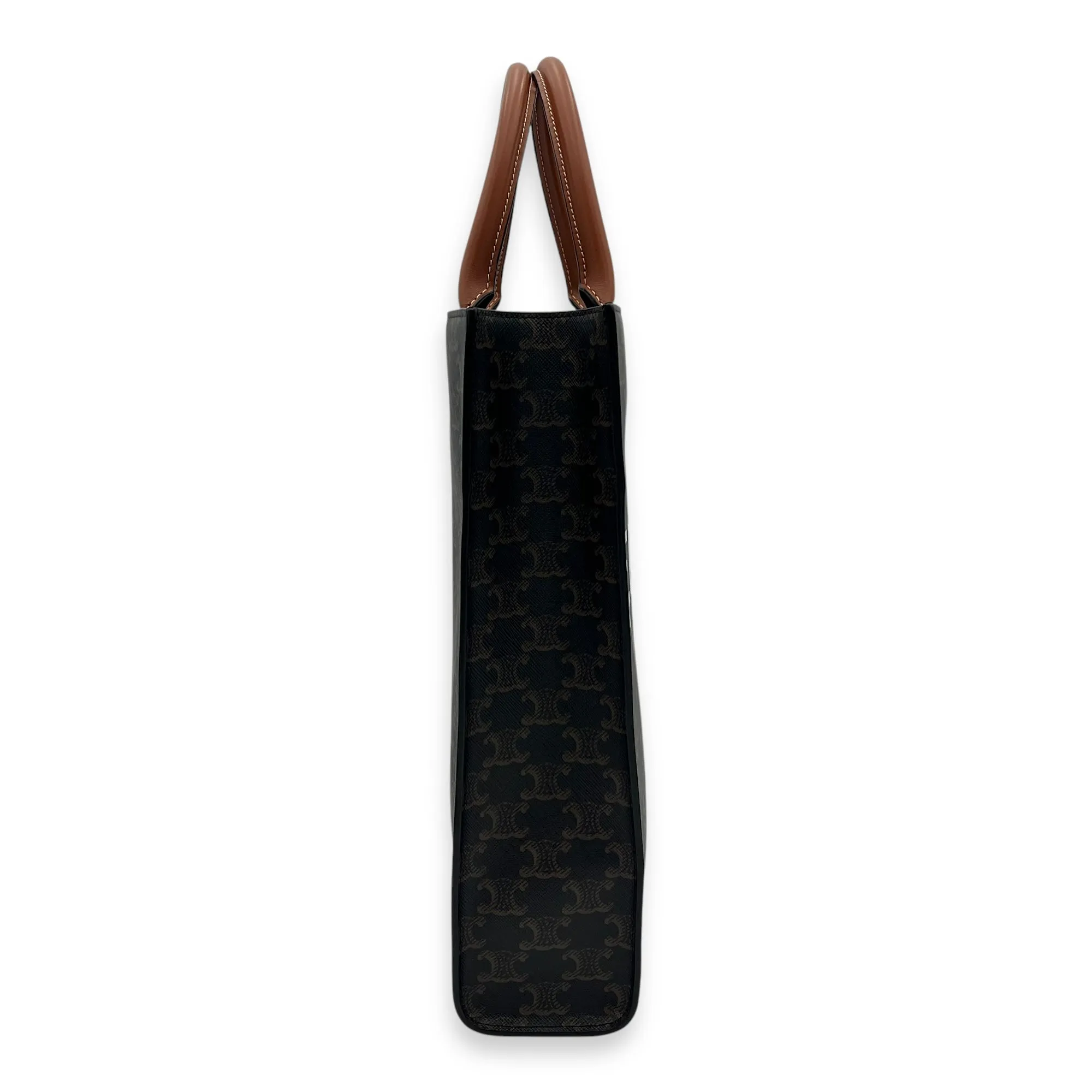 Triomphe Top Handle Bag Vertical Brown in Coated Canvas, Gold hardware