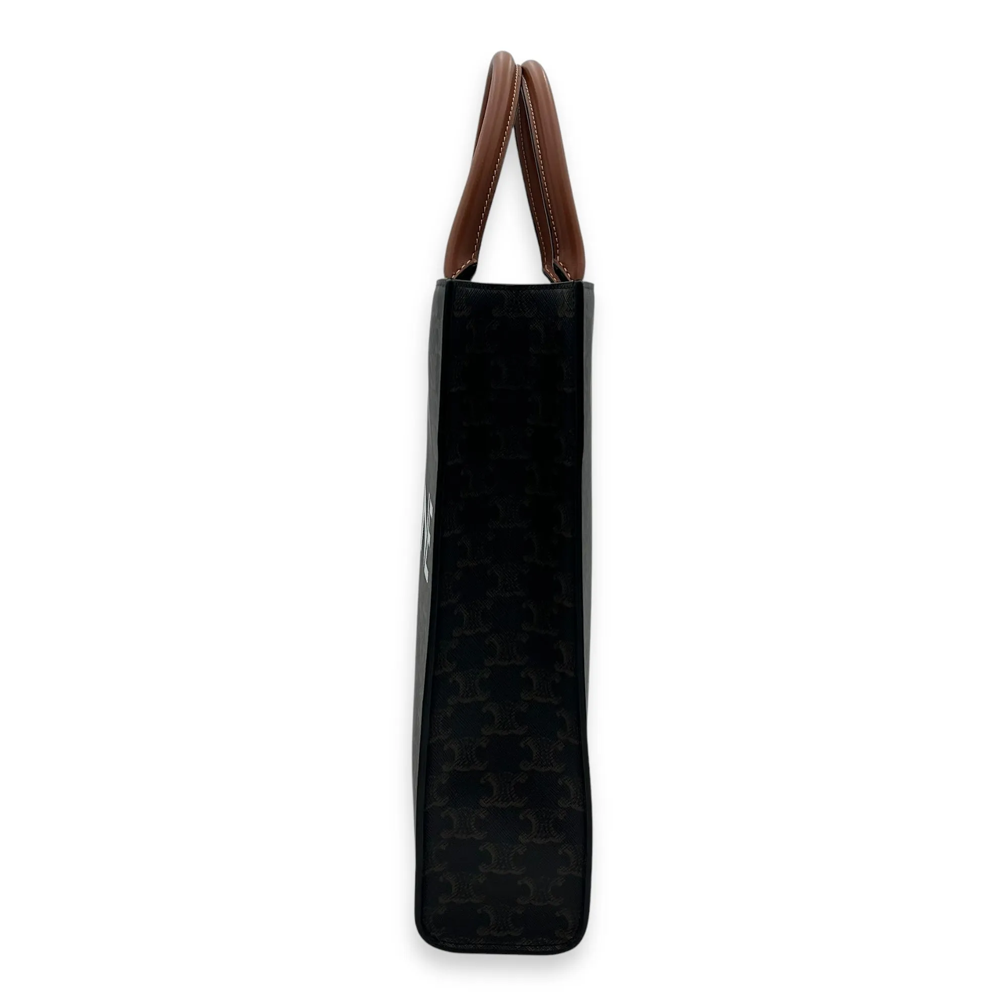 Triomphe Top Handle Bag Vertical Brown in Coated Canvas, Gold hardware