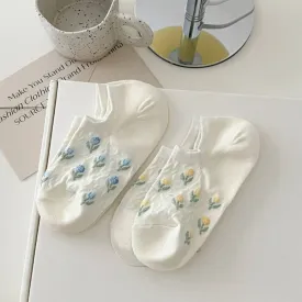 Tulip Print Summer Low-Cut Socks