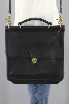 Vintage Coach Willis Medium Messenger Bag Black Leather Style H4C 9927