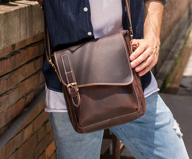 Woosir Men Bags Shoulder Vintage Genuine Leather Bag