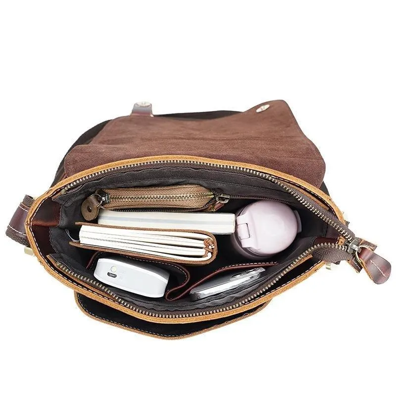Woosir Men Bags Shoulder Vintage Genuine Leather Bag